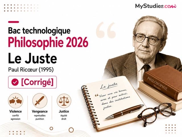 Le Juste, Paul Ricoeur (1995) - Bac technologique Philosophie 2026 [Corrigé]